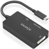 Conversor HDMI Aisens A109-0954/ USB Tipo-C Macho - DVI/HDMI/VGA Hembra/ 15cm/ Negro