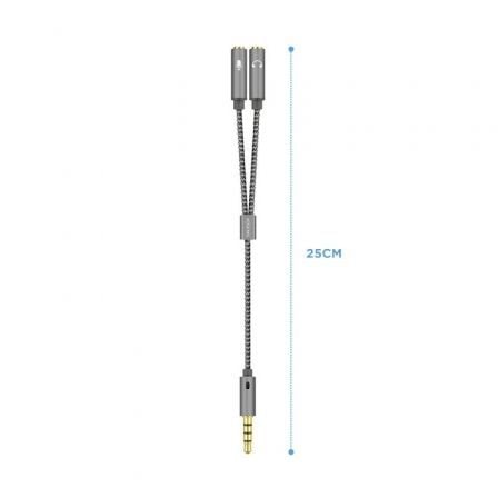 Cable Estéreo Aisens A128-0415/ Jack 3.5 Macho - 2x Jack 3.5 Hembra/ 25cm/ Gris
