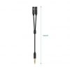 Cable Estéreo Aisens A128-0416/ Jack 3.5 Macho - 2x Jack 3.5 Hembra/ 25cm/ Negro