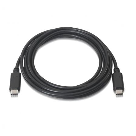 Cable USB 2.0 Tipo-C Aisens A107-0055/ USB Tipo-C Macho - USB Tipo-C Macho/ Hasta 9W/ 625Mbps/ 50cm/ Negro