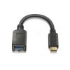 Cable USB 3.1 Tipo-C Aisens A107-0062/ USB Tipo-C Macho - USB Hembra/ Hasta 27W/ 625Mbps/ 15cm/ Negro
