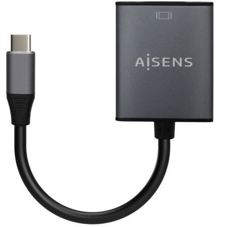 Conversor Aisens A109-0691/ USB Tipo-C Macho - VGA Hembra/ Hasta 27W/ 1250Mbps/ 15cm/ Gris