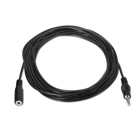 Cable Estéreo Aisens A128-0145/ Jack 3.5 Macho - Jack 3.5 Hembra/ Hasta 0.1W/ 1.5m/ Negro