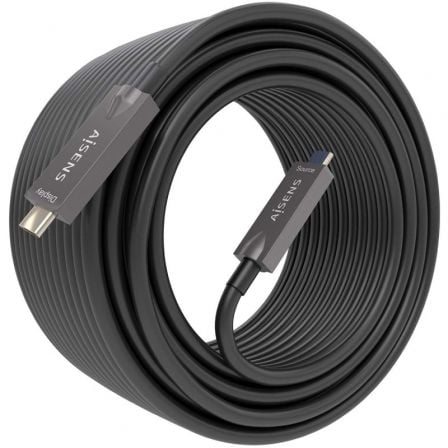 Cable USB 3.1 Tipo-C Aisens AOC A157-0884/ USB Tipo-C Macho - USB Tipo-C Macho/ Hasta 60W/ 10Gbps/ 7.5m/ Negro