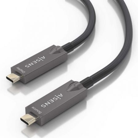 Cable USB 3.1 Tipo-C Aisens AOC A157-0884/ USB Tipo-C Macho - USB Tipo-C Macho/ Hasta 60W/ 10Gbps/ 7.5m/ Negro