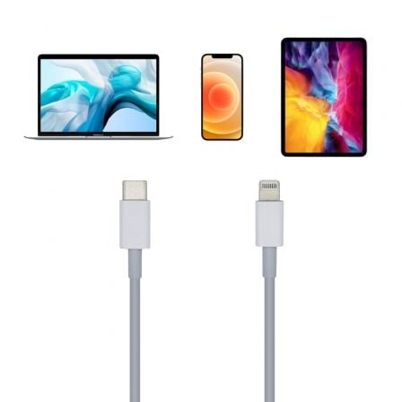 Cable USB 2.0 Tipo-C Lightning Aisens A102-0441/ Lightning Macho - USB Tipo-C Macho/ 20cm/ Blanco
