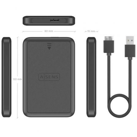 Caja Externa para Disco Duro de 2.5" Aisens ASE-2519B/ USB 3.1/ Sin Tornillos
