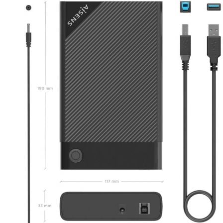 Caja Externa para Disco Duro de 2.5" Aisens ASE-3529B/ USB 3.1/ Sin tornillos