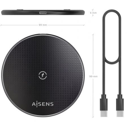 Base de carga Inalámbrica Aisens ASCH-15W1WC058-BK 15W/ Negro