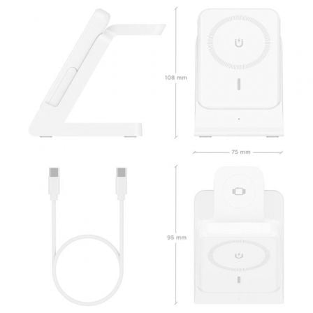 Base de carga Inalámbrica Aisens ASCH-15W4WC063-W/ 15W/ Blanco
