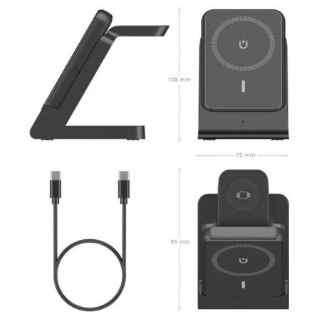 Base de carga Inalámbrica Aisens ASCH-15W4WC064-BK/ 15W/ Negro