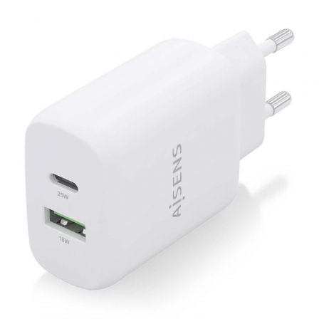 Cargador de Pared Aisens A110-0758/ 1xUSB Tipo-C/ 1xUSB/ 25W