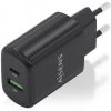 Cargador de Pared GaN Aisens A110-0910/ 1xUSB Tipo-C/ 1xUSB/ 20W/ Negro