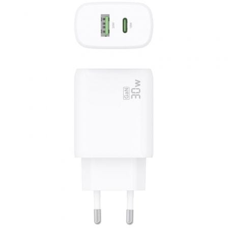 Cargador de Pared GaN Aisens A110-0923/ 1xUSB Tipo-C/ 1xUSB/ 30W/ Blanco