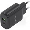Cargador de Pared GaN Aisens A110-0924/ 1xUSB Tipo-C/ 1xUSB/ 30W/ Negro