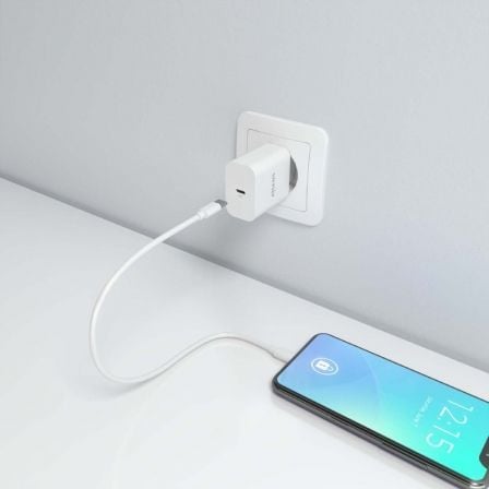 Cargador de Pared GaN Aisens A110-0938/ 1xUSB Tipo-C/ 20W/ Blanco