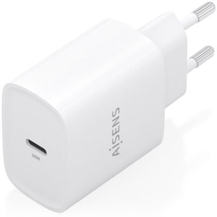Cargador de Pared GaN Aisens A110-0950/ 1xUSB Tipo-C/ 30W/ Blanco