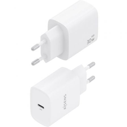 Cargador de Pared GaN Aisens A110-0950/ 1xUSB Tipo-C/ 30W/ Blanco