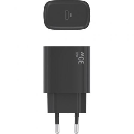 Cargador de Pared GaN Aisens A110-0951/ 1xUSB Tipo-C/ 30W/ Negro