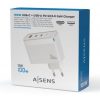 Cargador de Pared GaN Aisens ASCH-100W3P008-W/ 2xUSB Tipo-C/ 1x USB/ 100W