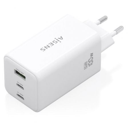 Cargador de Pared GaN Aisens ASCH-100W3P051-W/ 2xUSB Tipo-C/ 1xUSB/ 100W