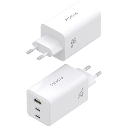 Cargador de Pared GaN Aisens ASCH-100W3P051-W/ 2xUSB Tipo-C/ 1xUSB/ 100W