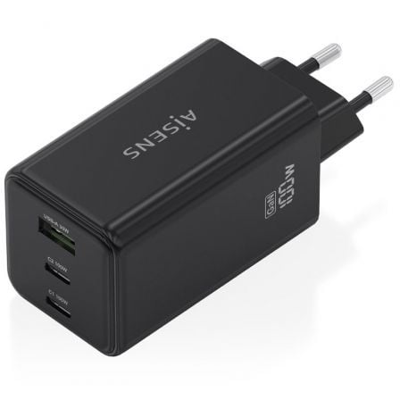 Cargador de Pared GaN Aisens ASCH-100W3P052-BK/ 2xUSB Tipo-C/ 1xUSB/ 100W