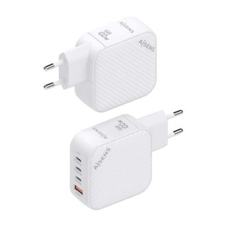 Cargador de Pared GaN Aisens ASCH-100W4P028-W/ 3xUSB Tipo-C/ 1x USB/ 100W