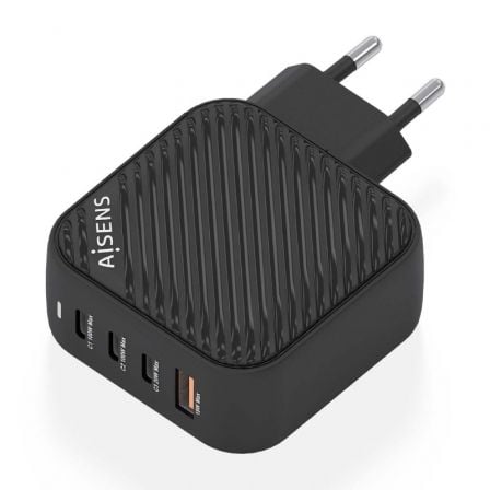 Cargador de Pared GaN Aisens ASCH-100W4P029-BK/ 3xUSB Tipo-C/ 1x USB/ 100W