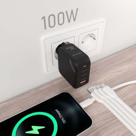 Cargador de Pared GaN Aisens ASCH-100W4P029-BK/ 3xUSB Tipo-C/ 1x USB/ 100W
