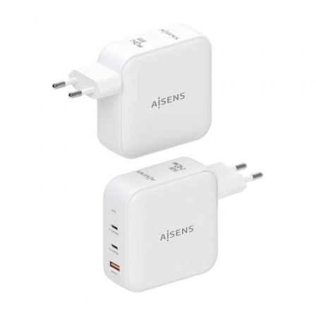 Cargador de Pared GaN Aisens ASCH-140W3P030-W/ 2xUSB Tipo-C/ 1xUSB/ 140W
