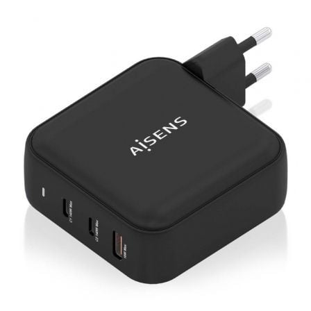 Cargador de Pared GaN Aisens ASCH-140W3P031-BK/ 2xUSB Tipo-C/ 1xUSB/ 140W