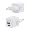 Cargador de Pared GaN Aisens ASCH-20W2P010-W/ 1xUSB Tipo-C/ 1xUSB/ 20W