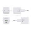 Cargador de Pared GaN Aisens ASCH-20W2P010-W/ 1xUSB Tipo-C/ 1xUSB/ 20W