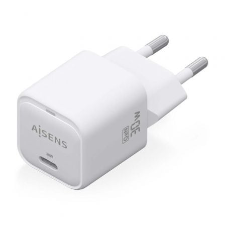 Cargador de Pared GaN Aisens ASCH-30W1P018-W/ 1xUSB Tipo-C/ 30W