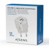 Cargador de Pared GaN Aisens ASCH-30W2P004-W/ 1xUSB Tipo-C/ 1xUSB/ 30W