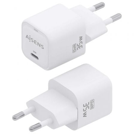 Cargador de Pared GaN Aisens ASCH-35W1P022-W/ 1xUSB Tipo-C/ 35W