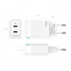 Cargador de Pared GaN Aisens ASCH-45W2P005-W/ 2xUSB Tipo-C/ 45W
