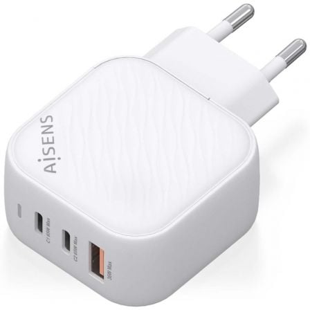 Cargador de Pared GaN Aisens ASCH-65W3P026-W/ 2xUSB Tipo-C/ 1xUSB/ 65W