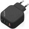 Cargador de Pared GaN Aisens ASCH-65W3P027-BK/ 2xUSB Tipo-C/ 1xUSB/ 65W