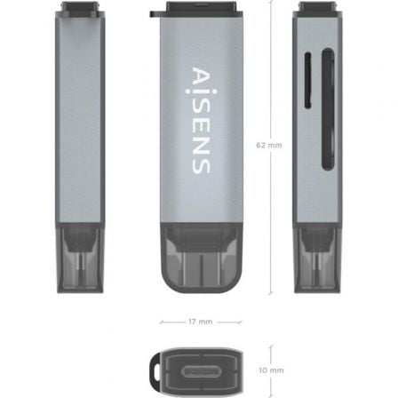 Lector de Tarjetas Externo Aisens ASCR-2A09-GR/ USB 3.1
