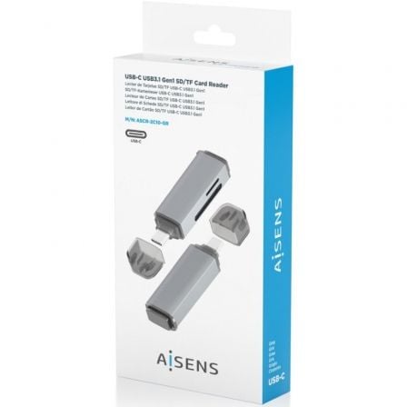Lector de Tarjetas Externo Aisens ASCR-2A09-GR/ USB 3.1