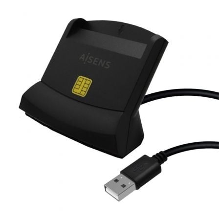 Lector de DNI y Tarjetas Aisens ASCR-SN05-BK/ USB 2.0/ Negro