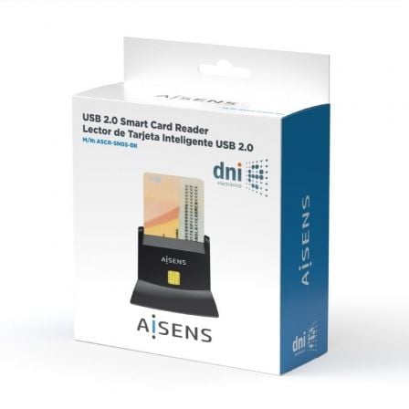Lector de DNI y Tarjetas Aisens ASCR-SN05-BK/ USB 2.0/ Negro
