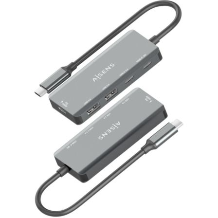 Hub USB Tipo-C Aisens A109-0946/ 2xUSB/ 2xUSB Tipo-C/ 1xUSB Tipo-C PD/ Gris