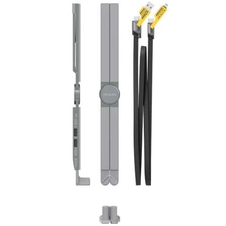 Soporte de Mesa - Docking USB Tipo-C Aisens ASUC-4P021-GR/ 2xUSB/ 1xUSB Tipo-C/ 1xUSB Tipo-C PD/ Gris