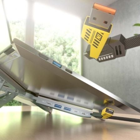 Soporte de Mesa - Docking USB Tipo-C Aisens ASUC-4P021-GR/ 2xUSB/ 1xUSB Tipo-C/ 1xUSB Tipo-C PD/ Gris