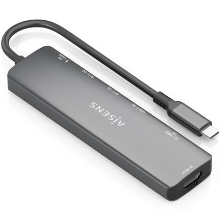 Docking USB Tipo-C Aisens ASUC-7P026-GR/ 1xHDMI/ 2xUSB/ 1xUSB Tipo-C / 1xUSB Tipo-C PD/ 1xLector Tarjetas/ Gris