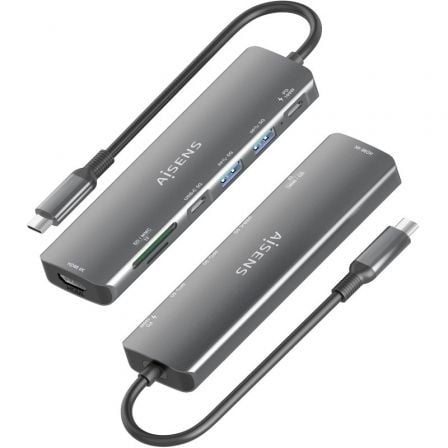 Docking USB Tipo-C Aisens ASUC-7P026-GR/ 1xHDMI/ 2xUSB/ 1xUSB Tipo-C / 1xUSB Tipo-C PD/ 1xLector Tarjetas/ Gris