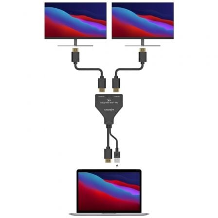 Cable Duplicador HDMI 4K Aisens A123-0654/ 2x HDMI Hembra - HDMI Macho - USB Macho/ 30cm/ Negro